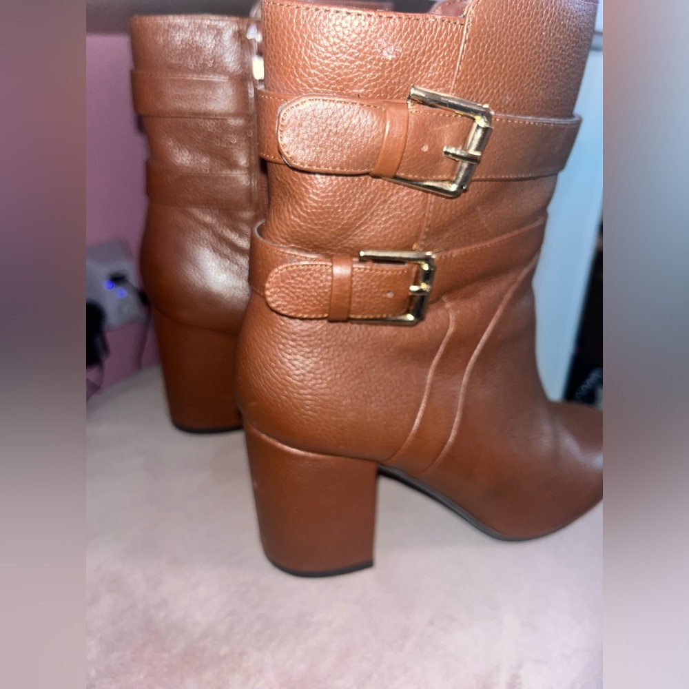 Nine West Women's Brown Leather Booties Size 7.5 - Picture 5 of 11